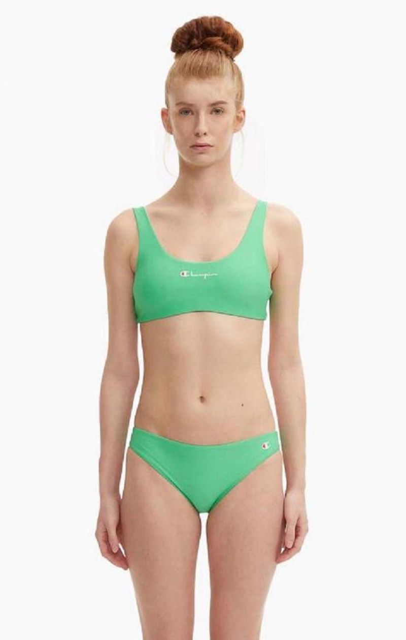 Champion Reversible Script Logo Bikini Top Badetøy Dame Lyse Grønn | 8390-OYRNI