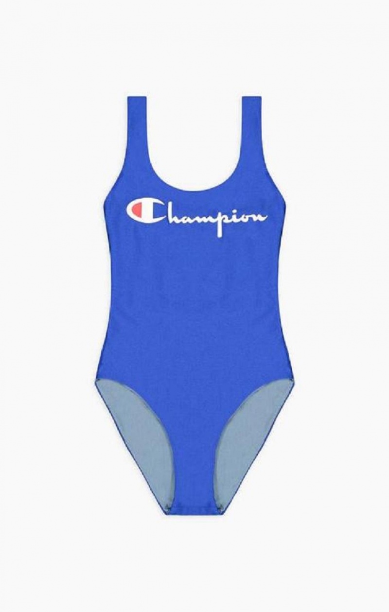 Champion Reversible Script Logo Swimsuit Badetøy Dame Blå | 1850-JWIAC