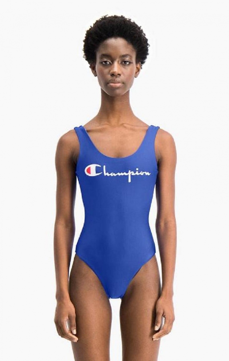 Champion Reversible Script Logo Swimsuit Badetøy Dame Blå | 1850-JWIAC