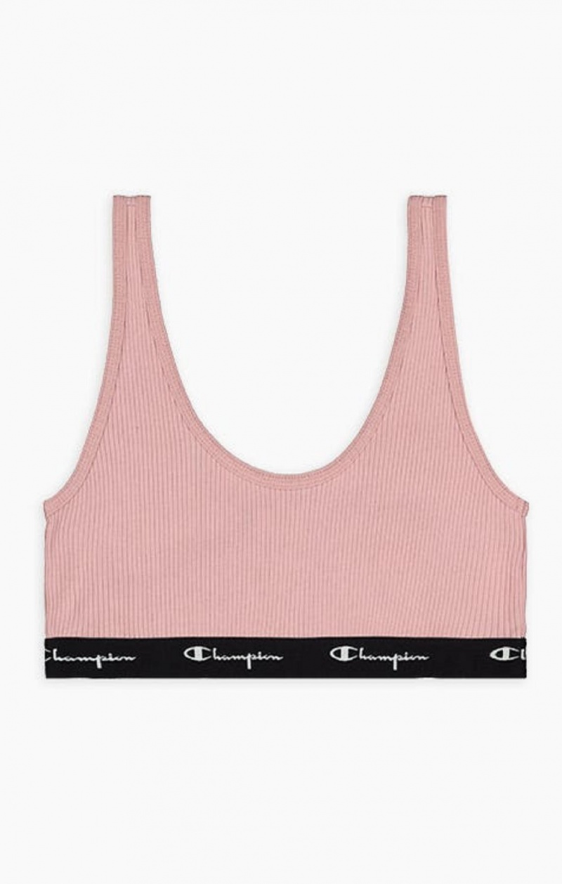 Champion Ribbet Bomull Logo Trim Bralette Badetøy Dame Rosa | 0925-PCGEX