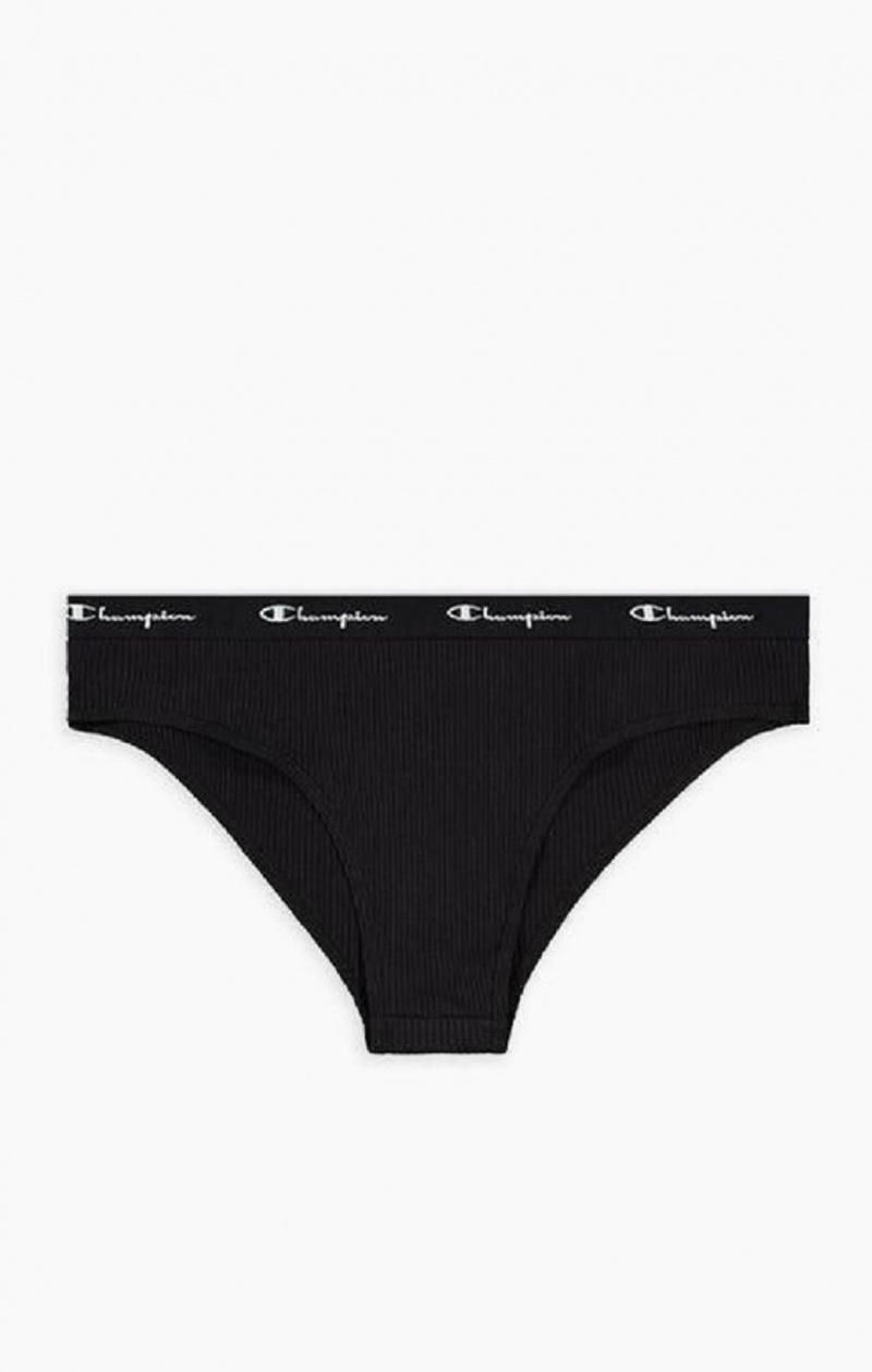 Champion Ribbet Bomull Logo Trim Briefs Badetøy Dame Svarte | 1658-EQTNF