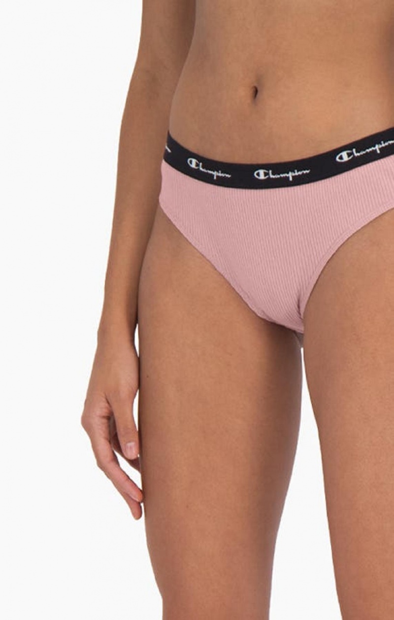 Champion Ribbet Bomull Logo Trim Briefs Badetøy Dame Rosa | 3954-VADIR