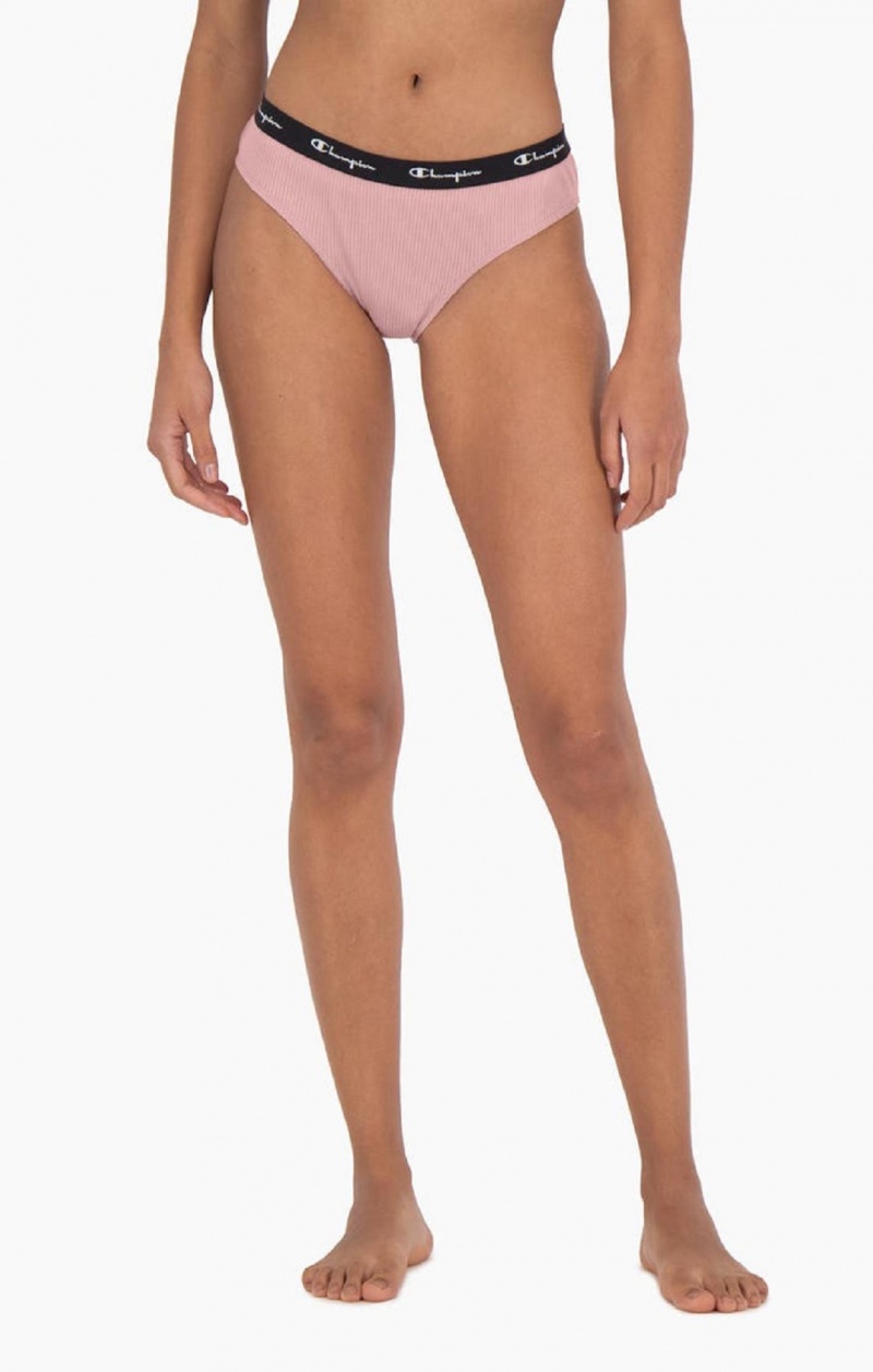 Champion Ribbet Bomull Logo Trim Briefs Badetøy Dame Rosa | 3954-VADIR