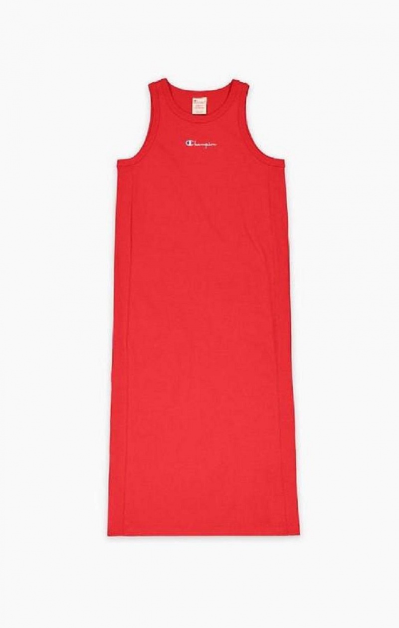 Champion Ribbet Insert Script Logo Midi Tank Kjoler Kjole Dame Rød | 3764-FVEJY