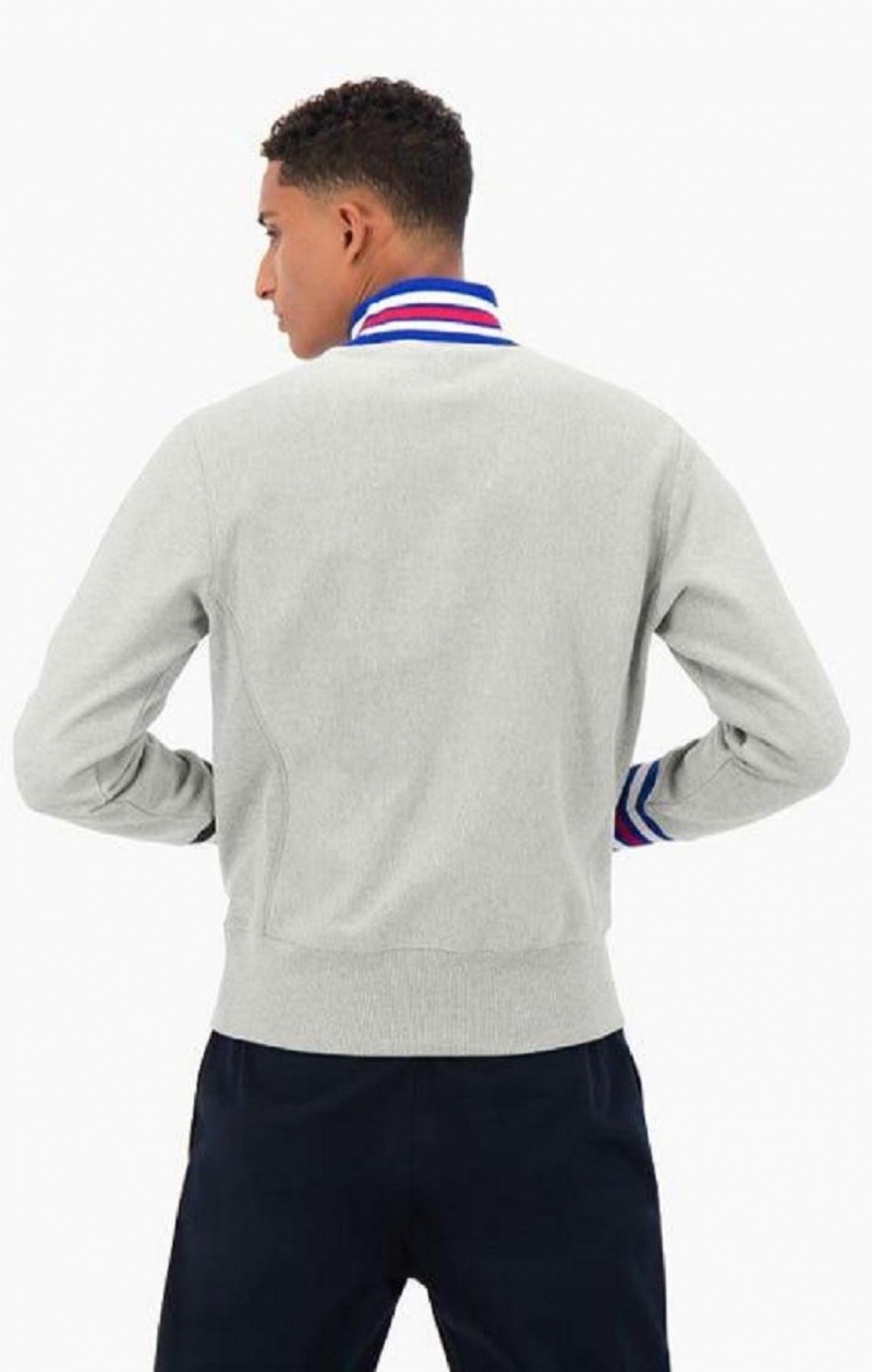 Champion Ringer Trim High Neck Reverse Weave Jumper Gensere Herre Lyse Grå | 2674-HFPLG