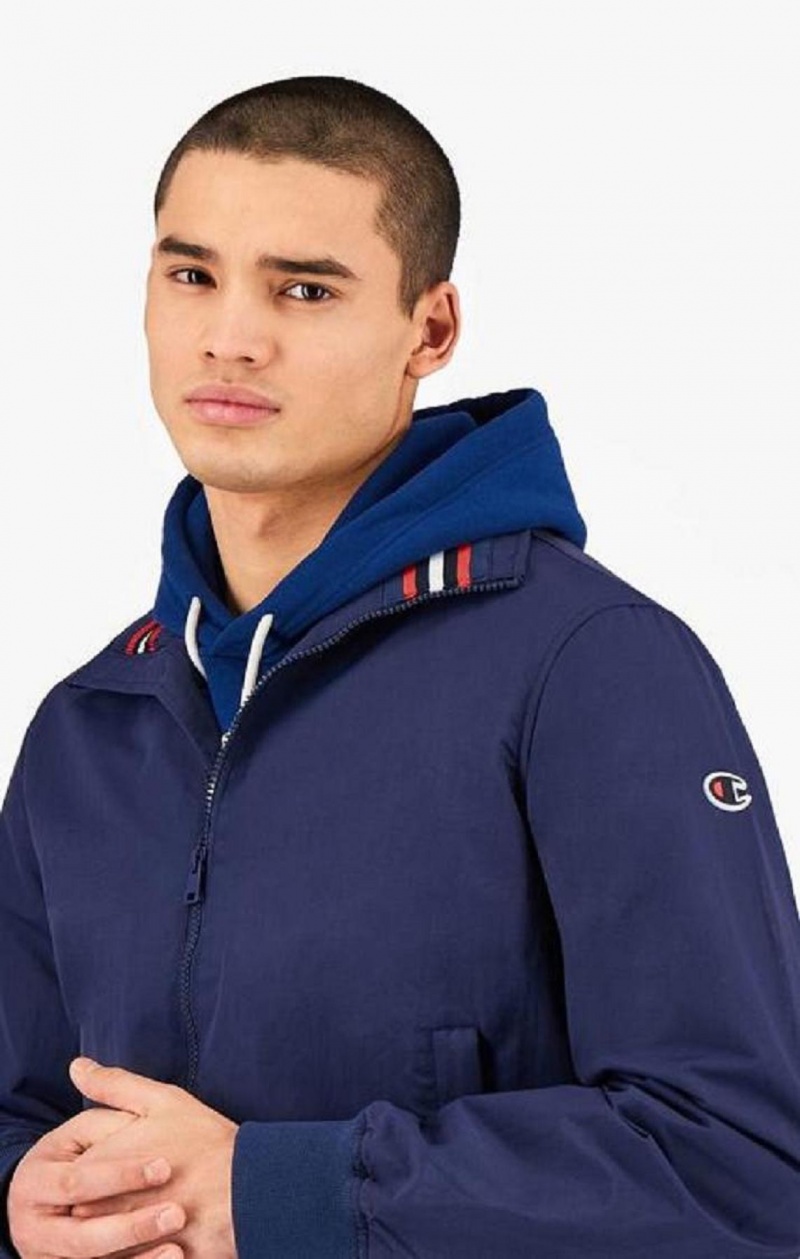 Champion Rubber C Zip-Through Jacket Jakker Herre Mørke Blå | 7543-KIPAZ