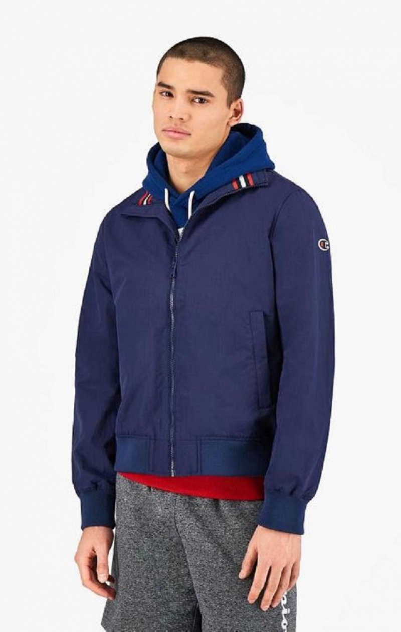 Champion Rubber C Zip-Through Jacket Jakker Herre Mørke Blå | 7543-KIPAZ