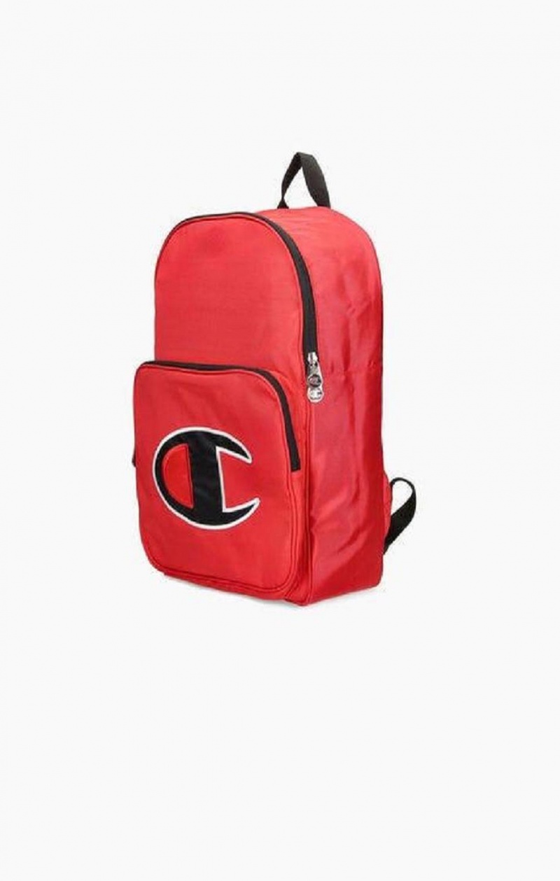 Champion Satin C Logo Patch Zipped Backpack Vesker Herre Rød | 7051-HRFTB