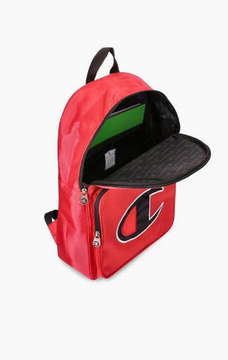 Champion Satin C Logo Patch Zipped Backpack Vesker Dame Rød | 8561-ZKQGC