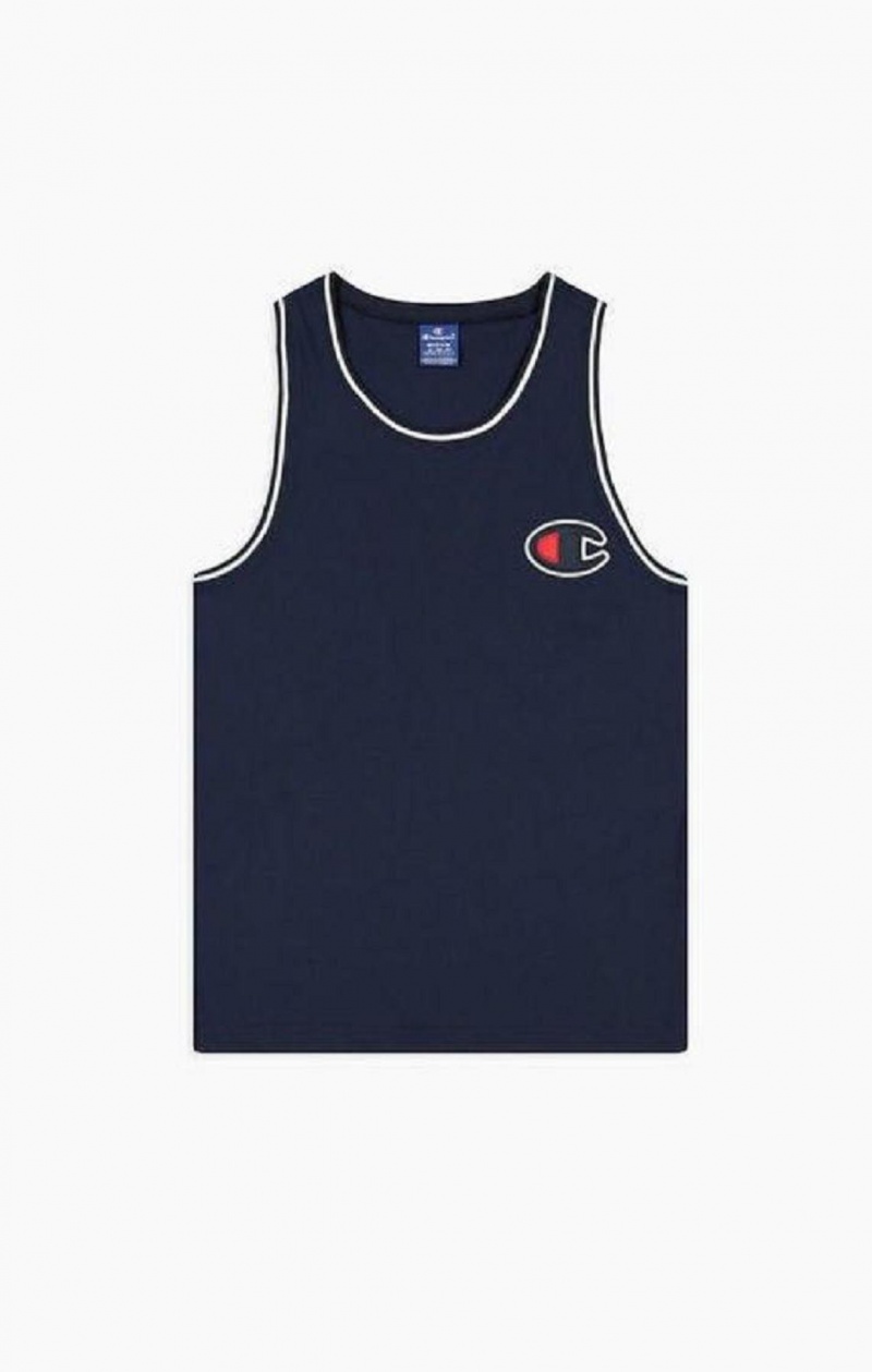 Champion Satin C Logo Tank Top T-skjorte Herre Mørke Blå | 4503-LDWOF