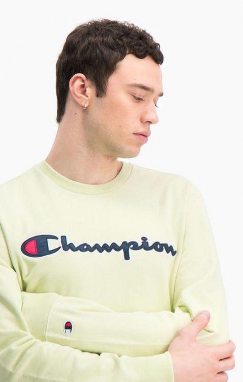 Champion Satin Script Logo Bomull Terry Sweatshirt Gensere Herre Turkis | 3092-LWONV