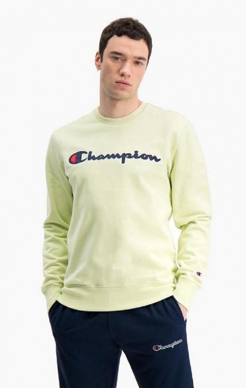 Champion Satin Script Logo Bomull Terry Sweatshirt Gensere Herre Turkis | 3092-LWONV