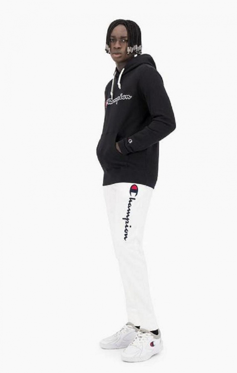 Champion Satin Stitch Script Logo Fleece Joggers Joggebukse Herre Hvite | 6279-CEZKG