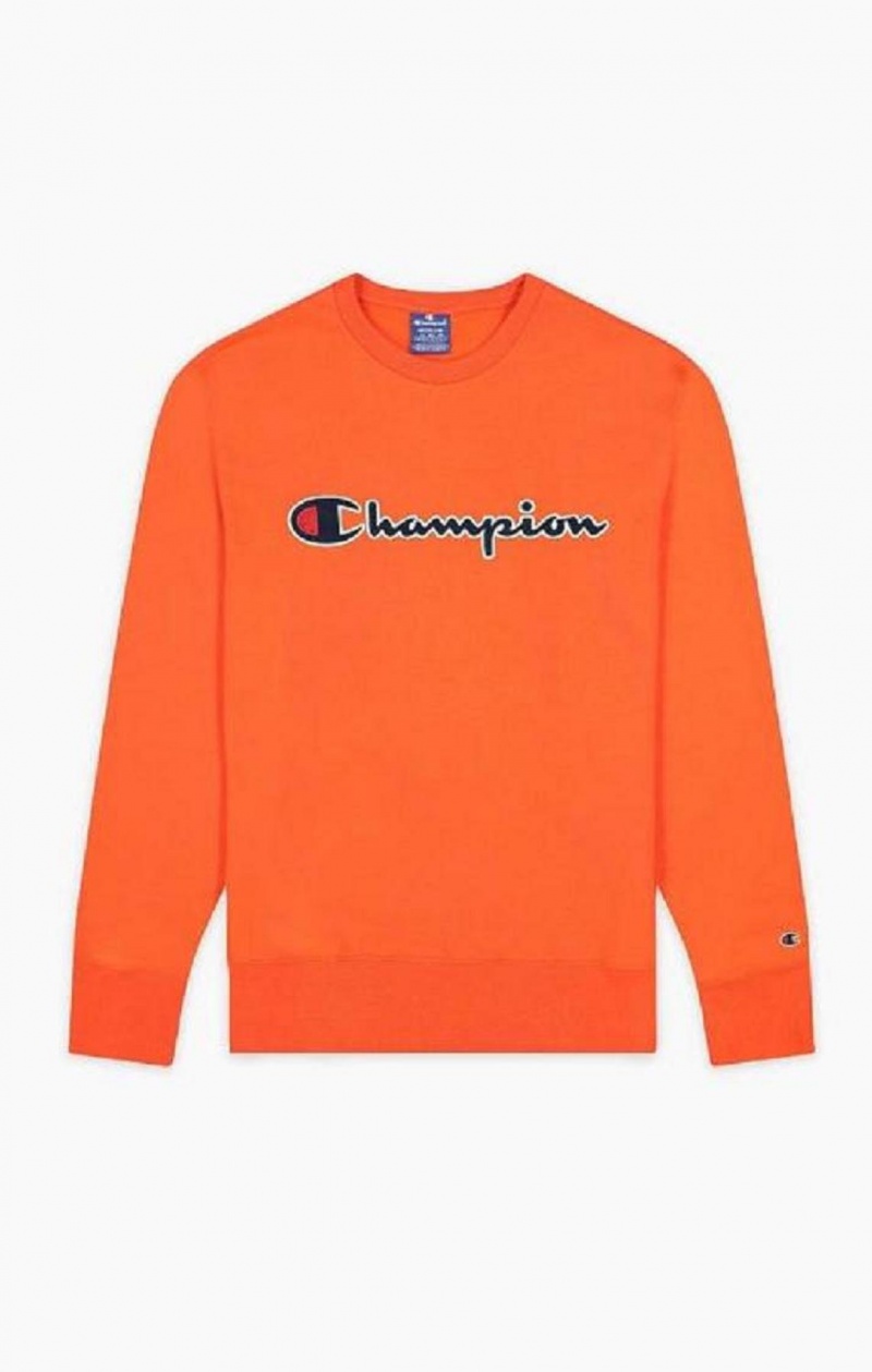 Champion Satin Stitch Script Logo Fleece Sweatshirt Gensere Herre Rød | 0318-RVNAS