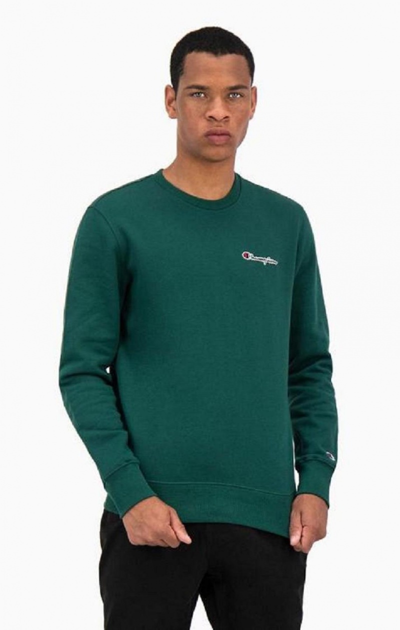 Champion Satin Stitch Script Logo Fleece Sweatshirt Gensere Herre Lyse Grønn | 2639-EOFZM