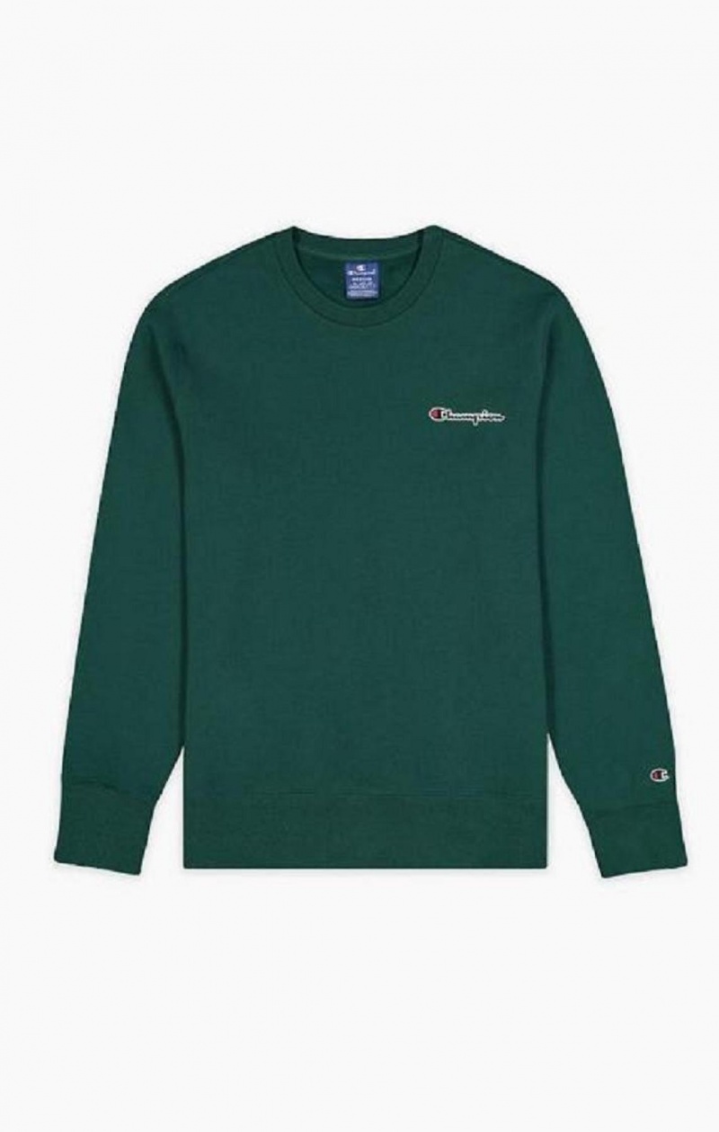 Champion Satin Stitch Script Logo Fleece Sweatshirt Gensere Herre Lyse Grønn | 2639-EOFZM