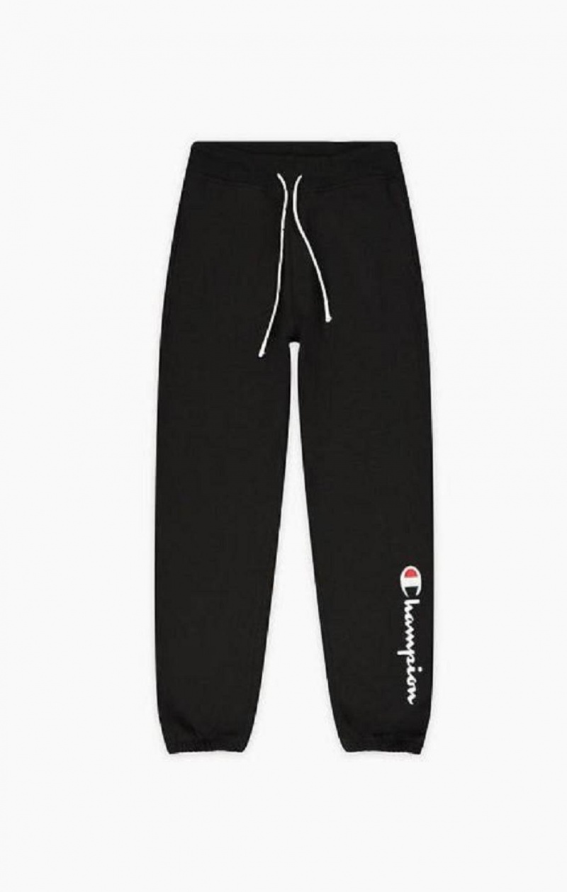 Champion Satin Stitch Script Logo Fleece Joggers Joggebukse Dame Svarte | 2358-YTNLM