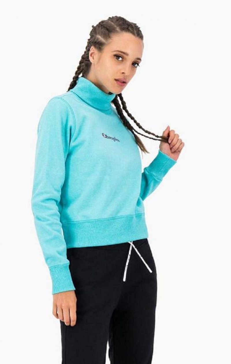 Champion Satin Stitch Script Logo Sweatshirt Gensere Dame Turkis | 5392-KJGTZ