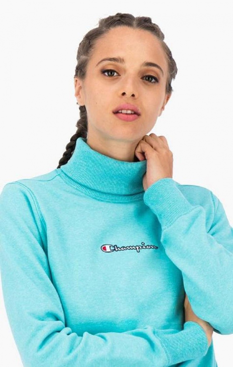 Champion Satin Stitch Script Logo Sweatshirt Gensere Dame Turkis | 5392-KJGTZ