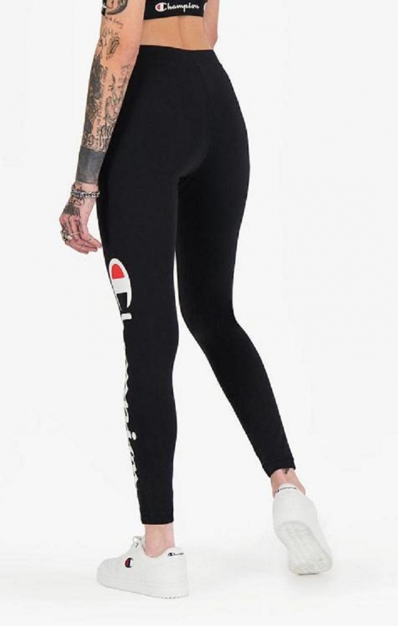 Champion Script Logo 7/8 Leggings Joggebukse Dame Svarte | 7250-DVFBC