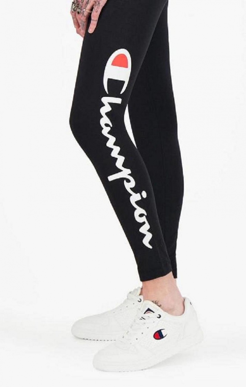 Champion Script Logo 7/8 Leggings Joggebukse Dame Svarte | 7250-DVFBC