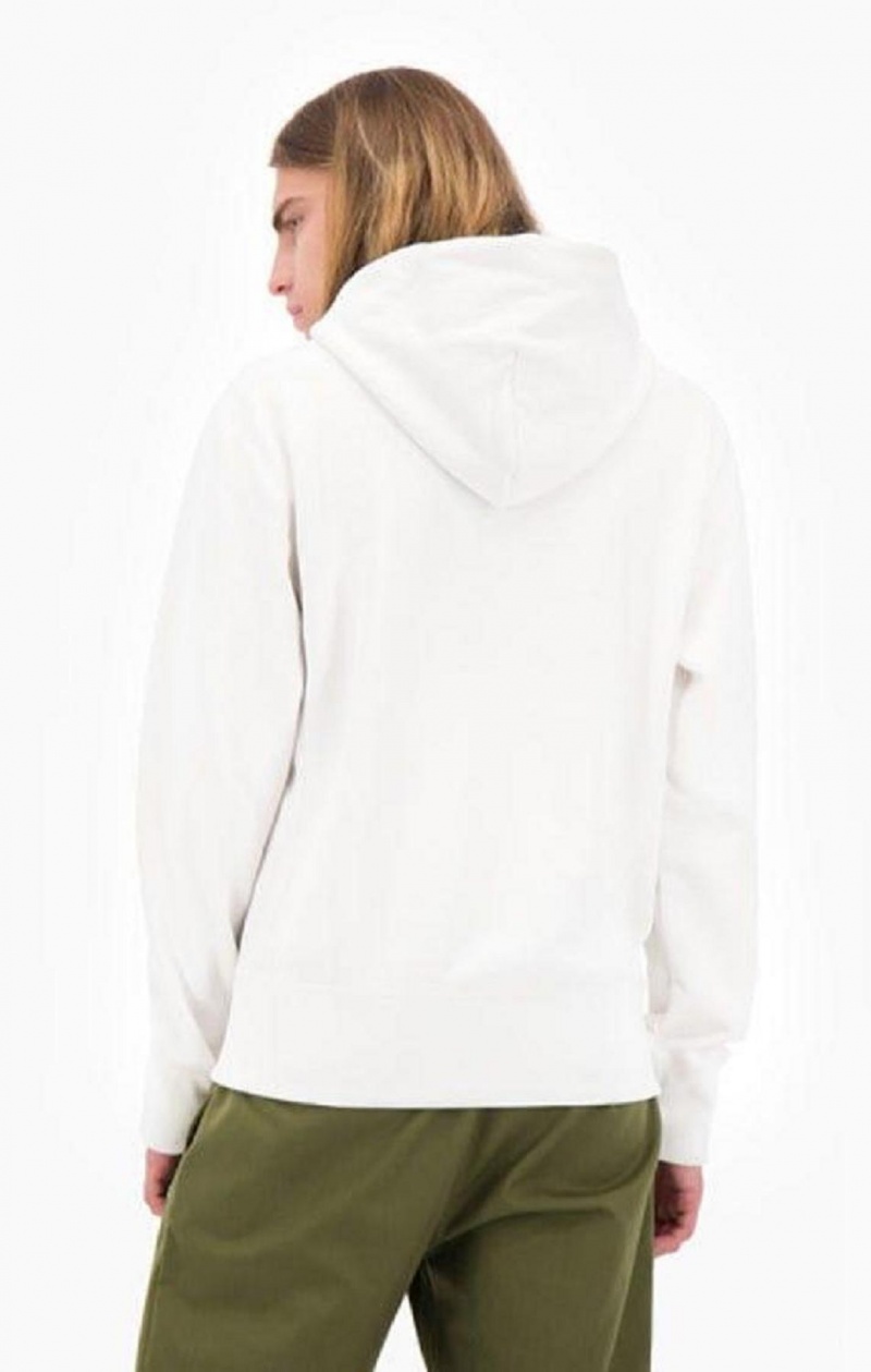 Champion Script Logo Arm Reverse Weave Hoodie Hettegenser Herre Hvite | 3658-RXNHB