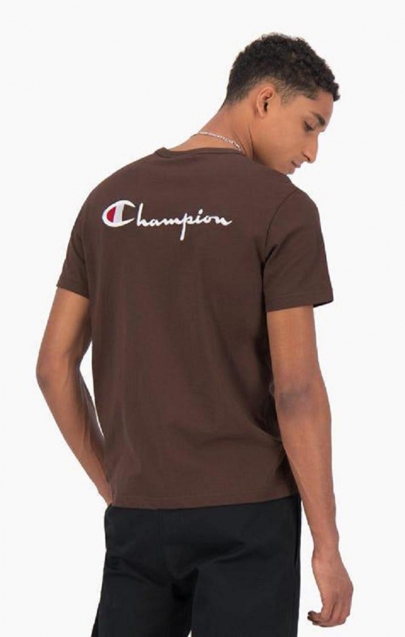 Champion Script Logo Back Crew Neck T-Shirt T-skjorte Herre Oransje | 6327-QAOGR