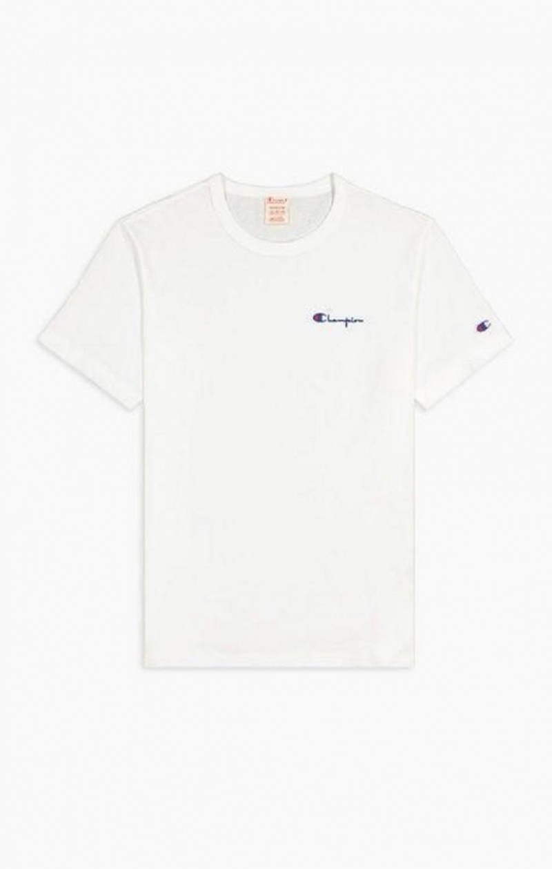 Champion Script Logo Back Crew Neck T-Shirt T-skjorte Herre Hvite | 5463-ZTFAU