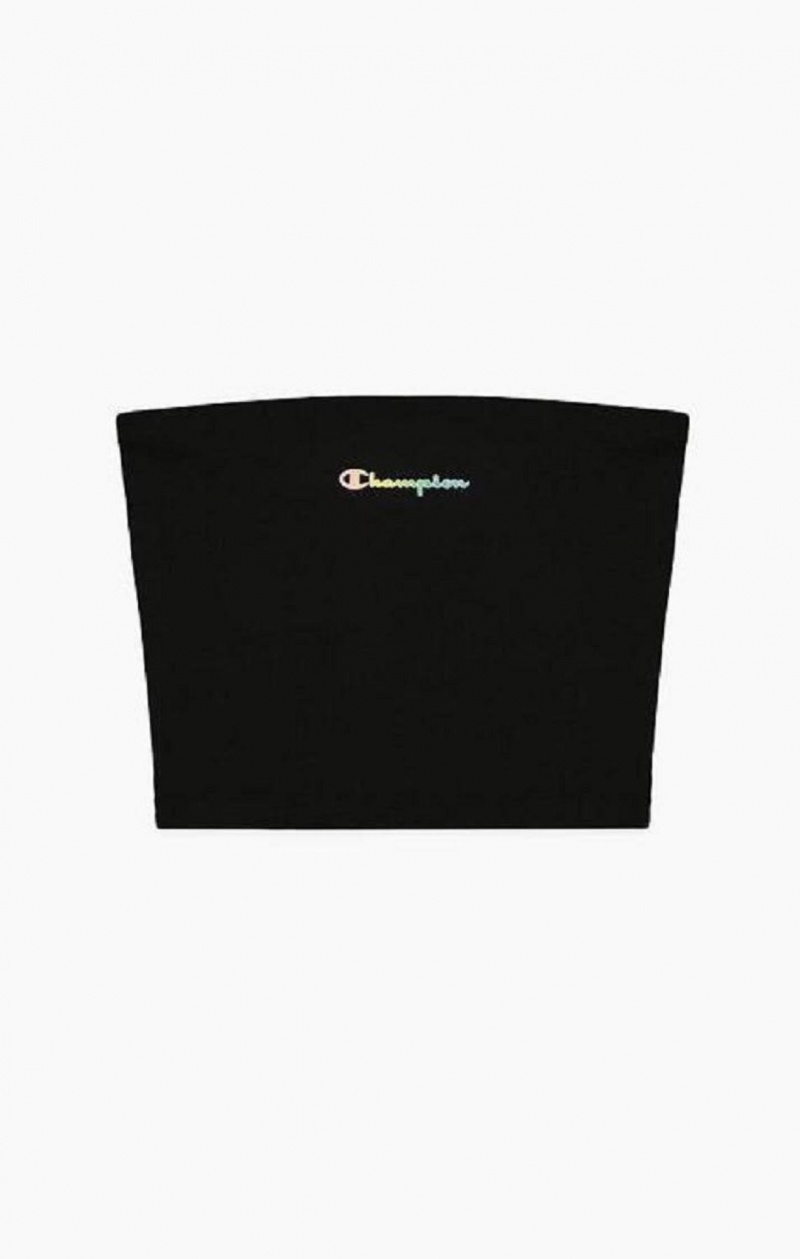 Champion Script Logo Bandeau Top T-skjorte Dame Svarte | 9108-MQSYU