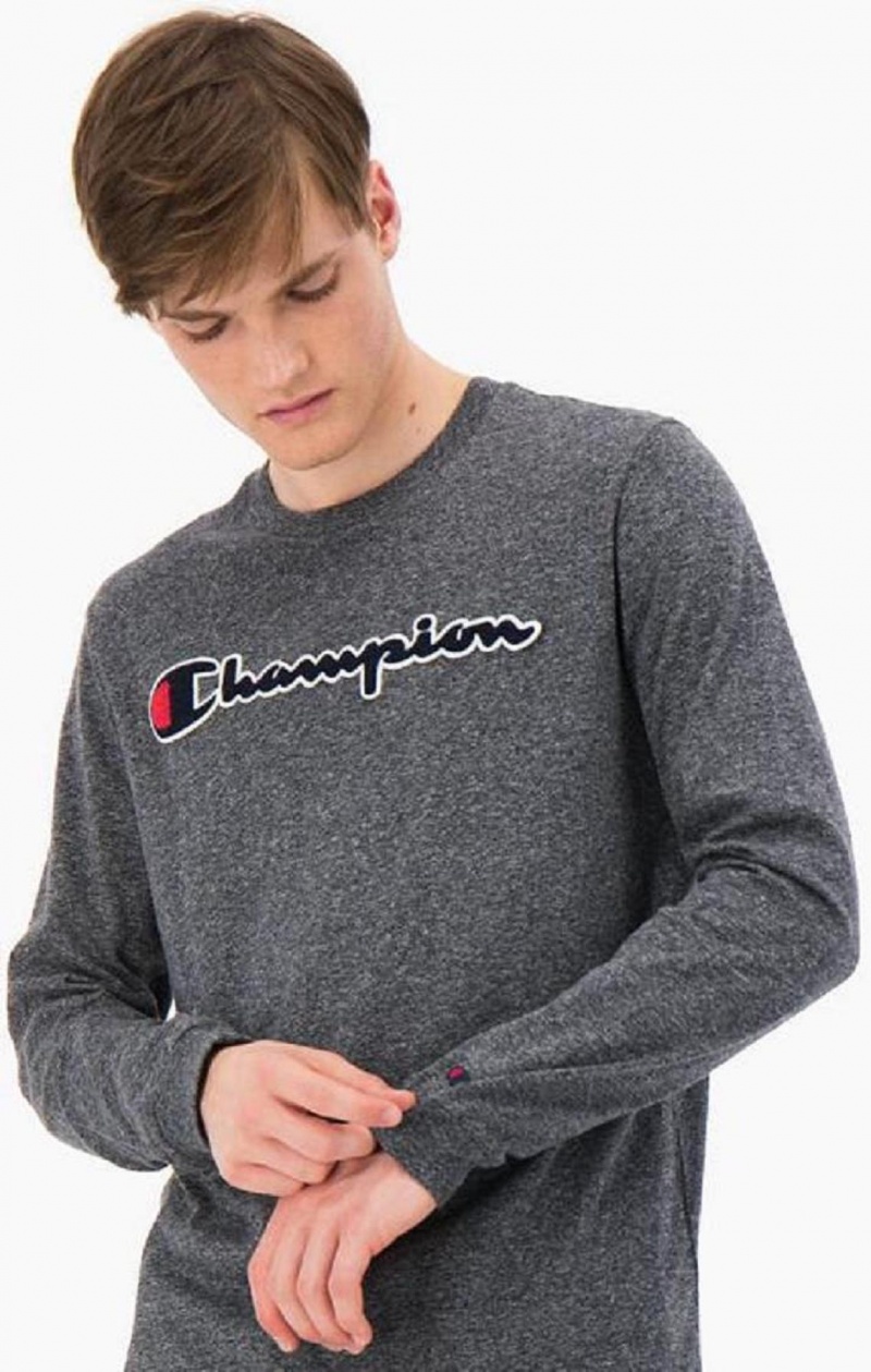 Champion Script Logo Bomull Jersey Sweatshirt Gensere Herre Mørke Grå | 7104-WAMQT