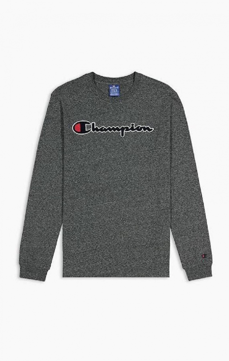 Champion Script Logo Bomull Jersey Sweatshirt Gensere Herre Mørke Grå | 7104-WAMQT