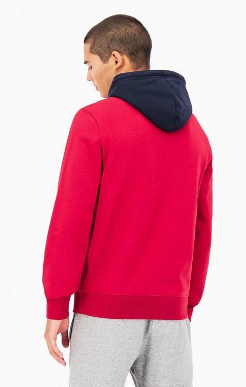 Champion Script Logo Colour Block Fleece Zip-Up Hoodie Hettegenser Herre Rød | 0198-MGPKU