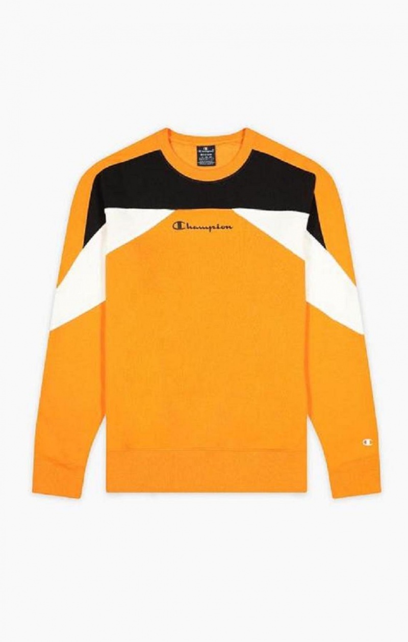 Champion Script Logo Colour Block Fleece Sweatshirt Gensere Herre Oransje | 5214-YLGSA