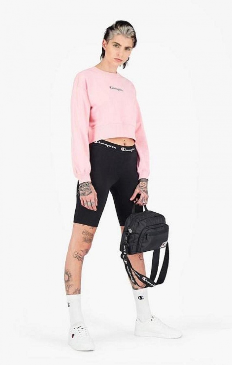 Champion Script Logo Cropped Boxy Sweatshirt Gensere Dame Rosa | 5604-CLAFP