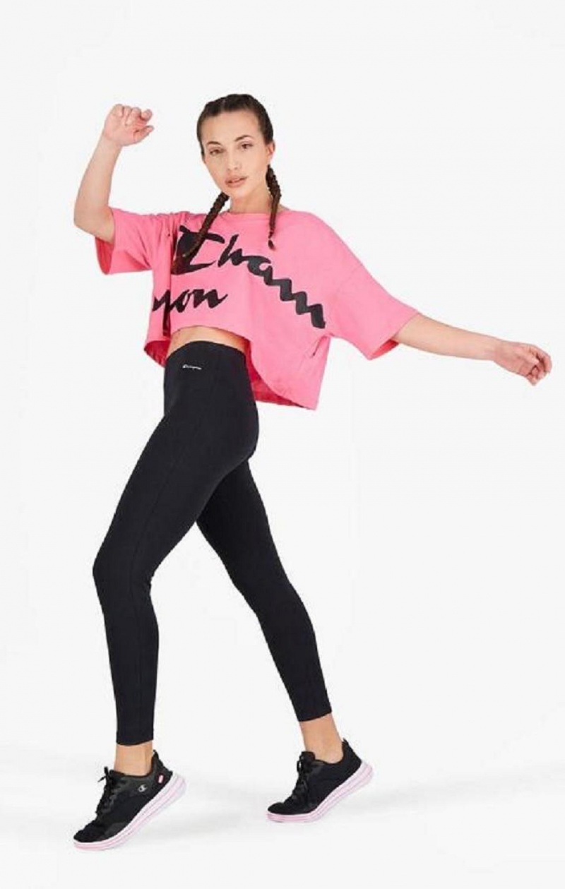 Champion Script Logo Cropped T-Shirt T-skjorte Dame Fuchsia | 8432-YRTGU