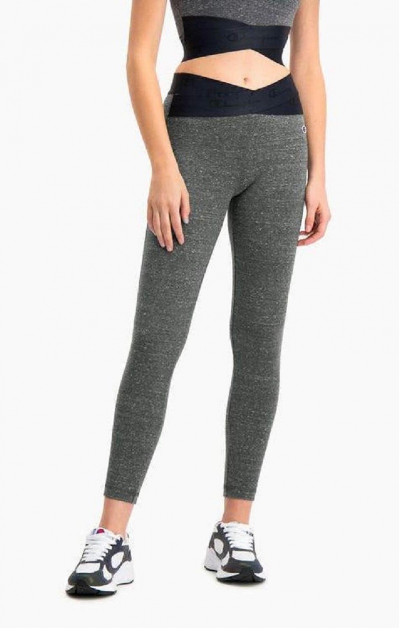 Champion Script Logo Crossover Trenings Leggings Joggebukse Dame Mørke Grå | 6829-MVFGQ