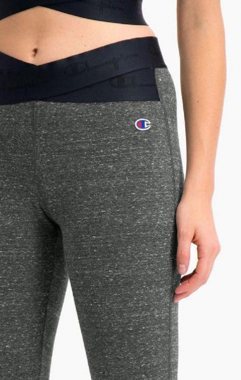 Champion Script Logo Crossover Trenings Leggings Joggebukse Dame Mørke Grå | 6829-MVFGQ