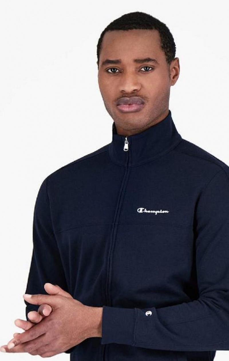 Champion Script Logo Detail Zip-Up Sweatsuit Treningsdress Herre Mørke Blå | 8609-BIHAW