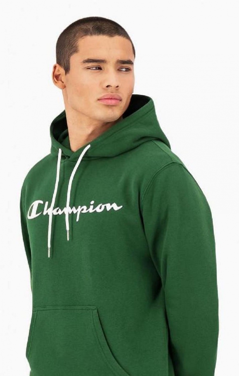 Champion Script Logo Fleece Hoodie Hettegenser Herre Lyse Grønn | 5361-JTWSP