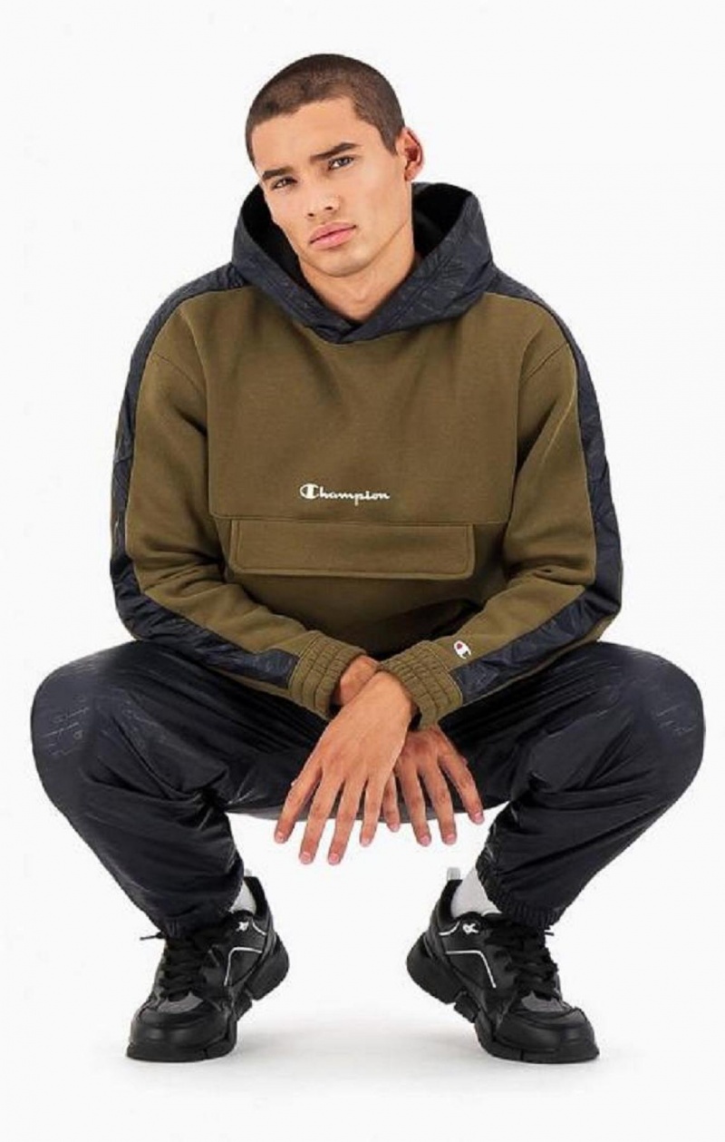 Champion Script Logo Fleece Hoodie Hettegenser Herre Grønn | 7845-AHCGY