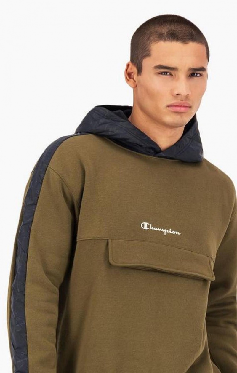 Champion Script Logo Fleece Hoodie Hettegenser Herre Grønn | 7845-AHCGY