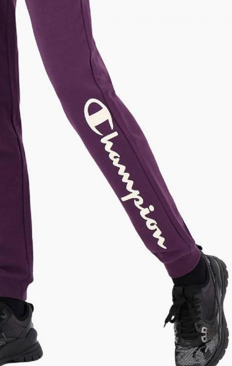 Champion Script Logo Fleece Joggers Joggebukse Dame Mørke Lilla | 2094-OATCI