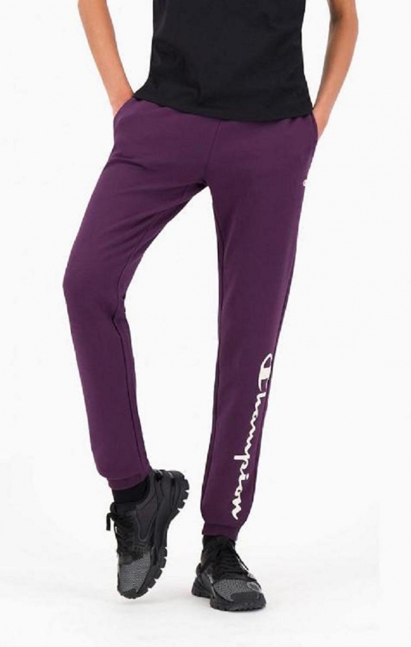 Champion Script Logo Fleece Joggers Joggebukse Dame Mørke Lilla | 2094-OATCI