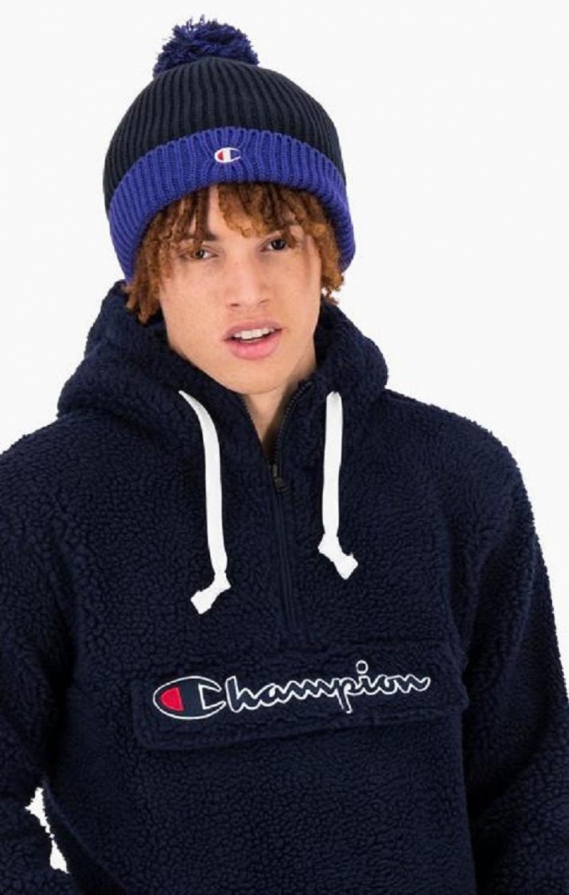 Champion Script Logo Half Zip-Up Hoodie Hettegenser Herre Mørke Turkis | 6135-XKWAZ