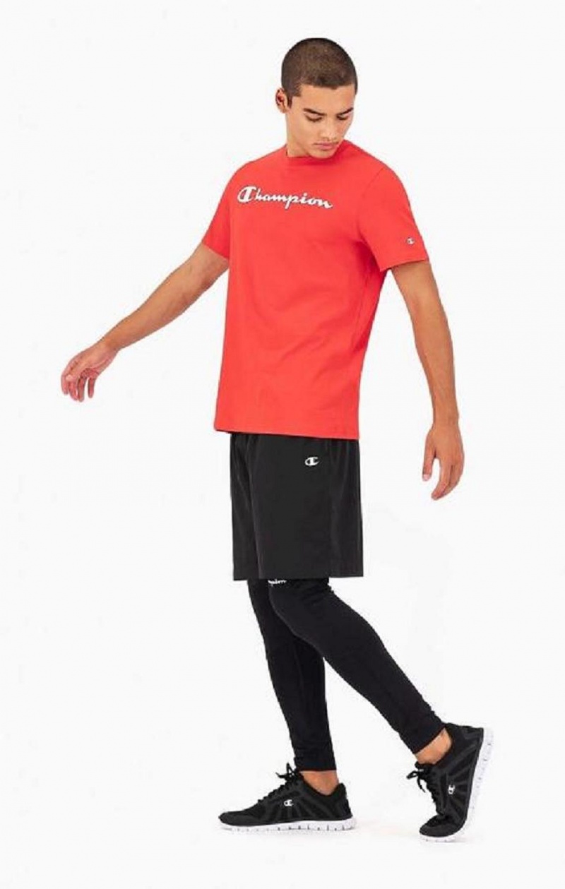 Champion Script Logo Jersey T-Shirt T-skjorte Herre Rød | 7359-MLXVQ