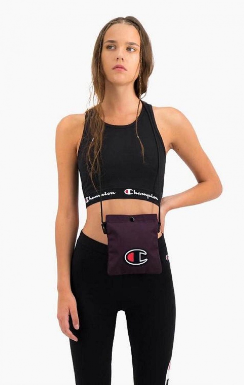 Champion Script Logo Liv Racer Back Sports Bra Sports BH Dame Svarte | 1706-VUCHG