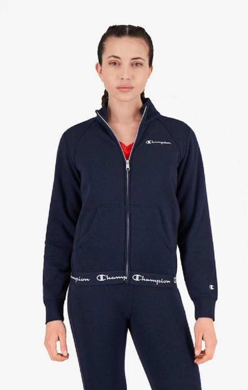 Champion Script Logo Liv Zip-Up Sweatsuit Joggebukse Dame Mørke Blå | 4825-KQYXD