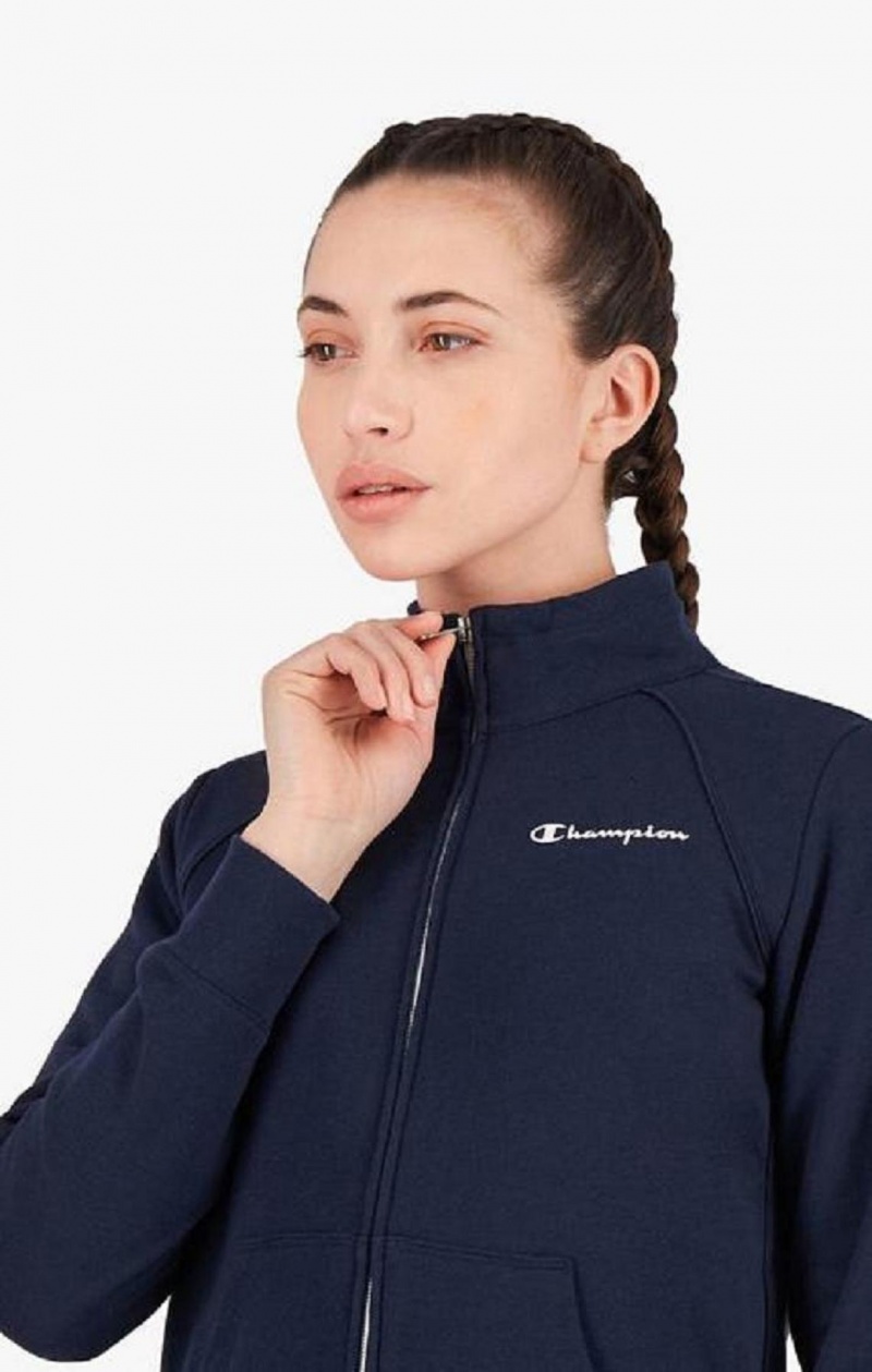 Champion Script Logo Liv Zip-Up Sweatsuit Joggebukse Dame Mørke Blå | 4825-KQYXD