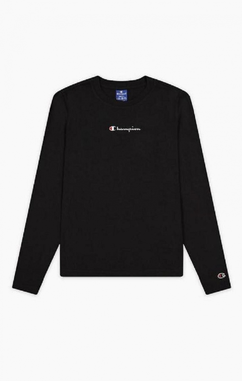 Champion Script Logo Long Sleeve T-Shirt T-skjorte Dame Svarte | 0613-DWHRP