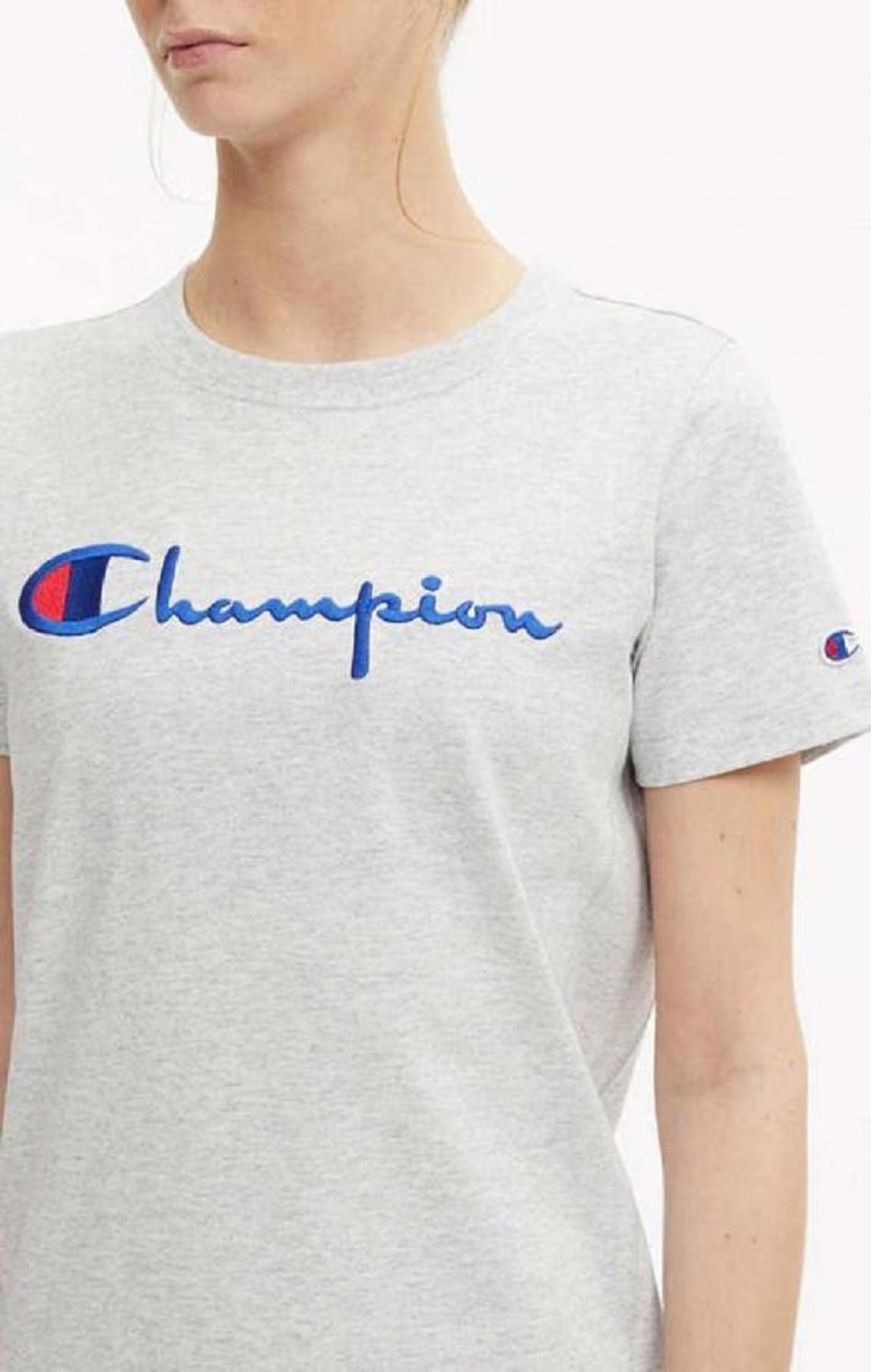 Champion Script Logo Midi T-Shirt Kjoler Kjole Dame Lyse Grå | 0847-BXRGL